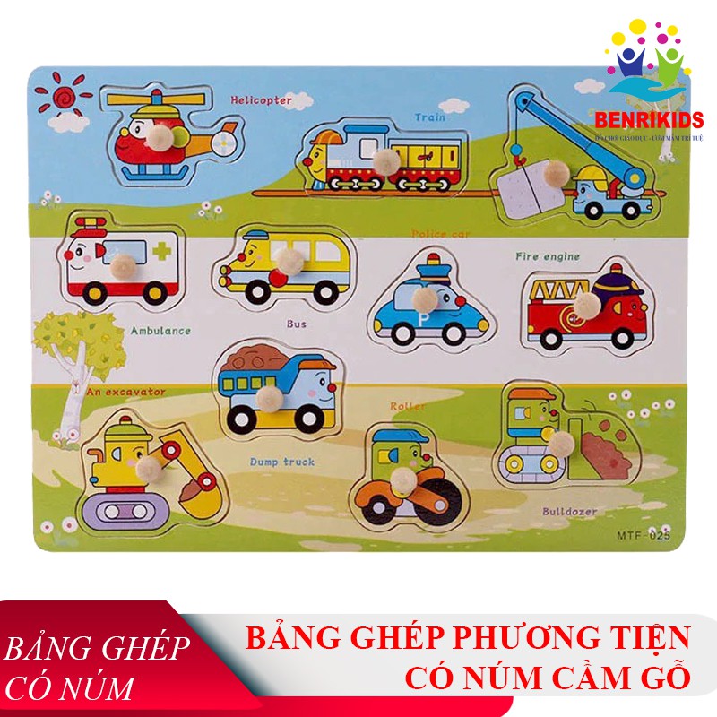 Combo 5 Bảng Gỗ Ghép Hình Có Núm Nhiều Chủ Đề Cho Bé (Ngẫu Nhiên)