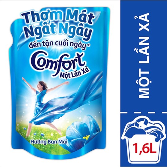 Nước xả Comfort 1 lần xả hương ban mai hoặc gió xuân túi 1,8 lít