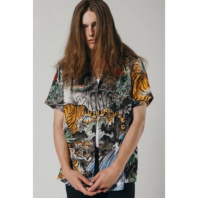 Áo Thun Tay Ngắn In Hình Hổ / Rồng WACKO MARIA Plus Size Cho Nam Và Nữ