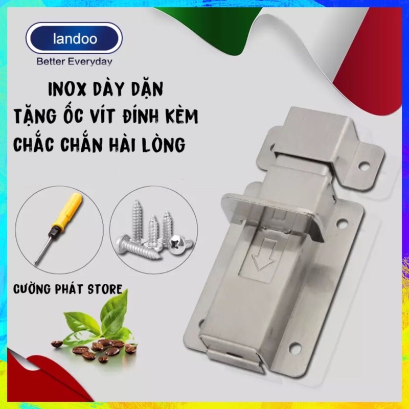 Chốt cài cửa inox dạng vuông, Then cài cửa ngang an toàn dùng cho cửa Toilet cửa sổ lách