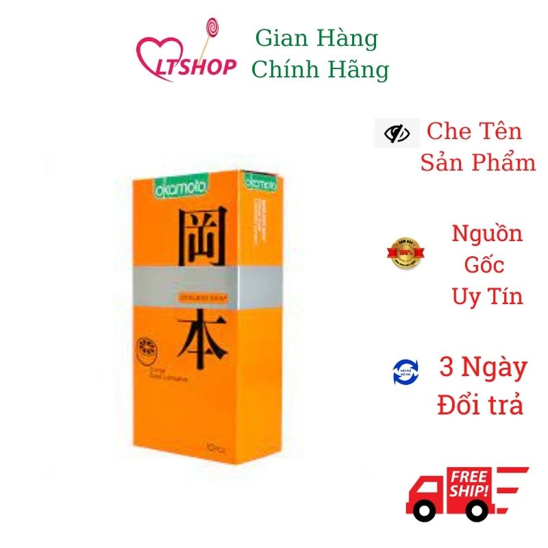 Bao Cao Su Okamoto Skinless Skin Orange Lubricated    siêu mỏng hương camHộp 10 Cái