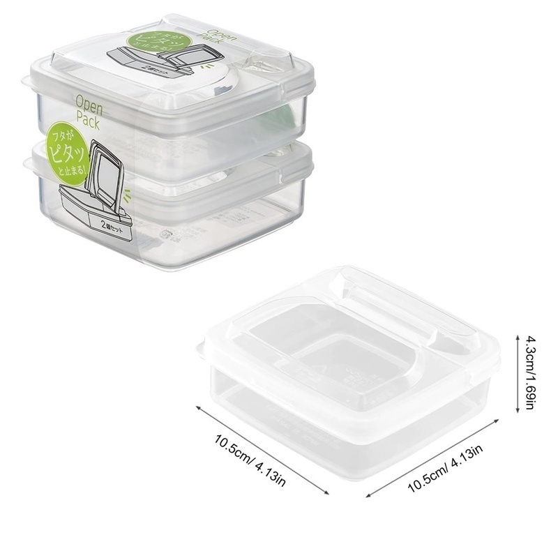 Set 2 Hộp Nhựa Trong Suốt Đựng Bảo Quản Thực Phẩm Tiết Kiệm Không Gian Tủ Lạnh Tiện Dụng