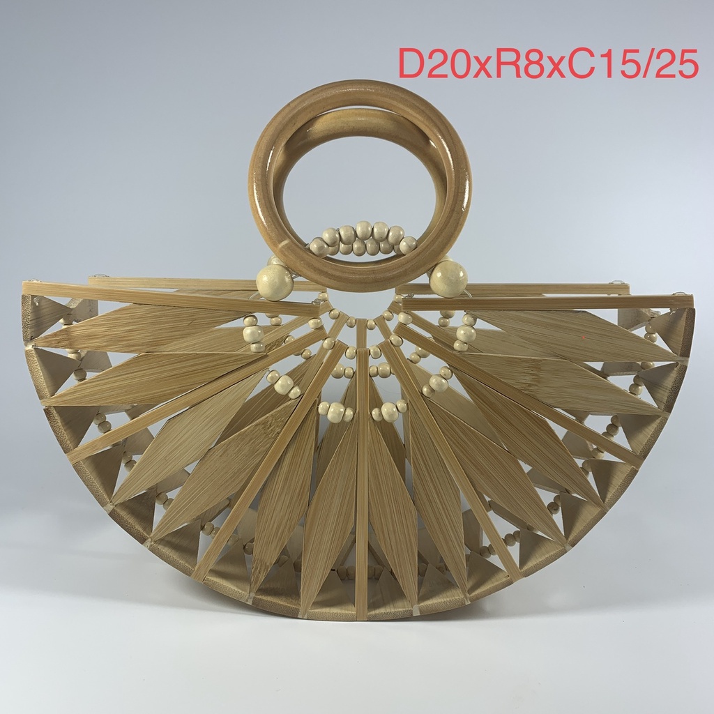 Túi nan tre  kim cương quai gỗ size lớn A13