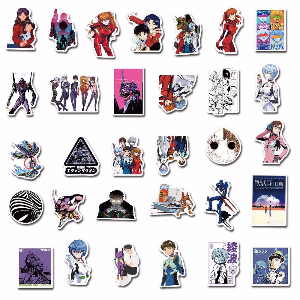 Nhãn Dán Anime Evangelion Bằng PVC Chống Nước Trang Trí Sổ Tay / Vali / Laptop / Hành Lý