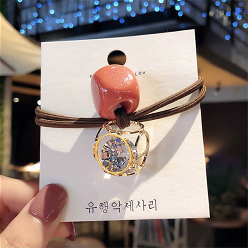 Dây Cột Tóc Cao Su Co Giãn Đính Pha Lê Rỗng
