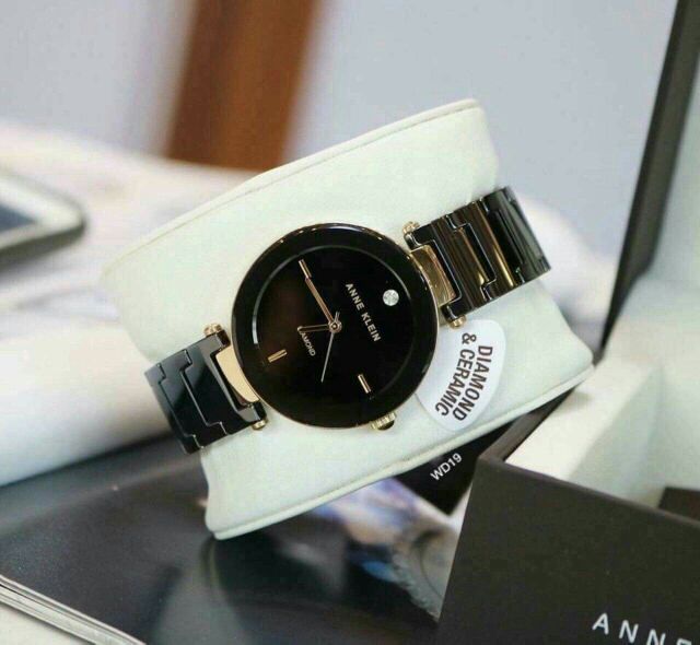 Đồng hồ nữ Anne Klein AK/1018BKBK đen size 34mm dây đá ceramic