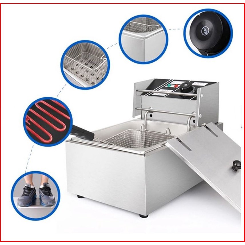 Nồi chiên điện 6l, xúc xích, gà rán, các loại thực phẩm