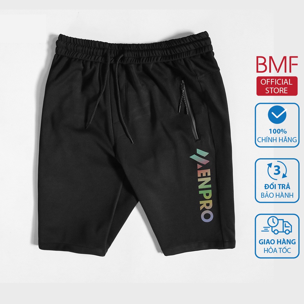Quần Short nam cạp chun khóa chống nước logo phản quang 7 màu cao cấp BMF