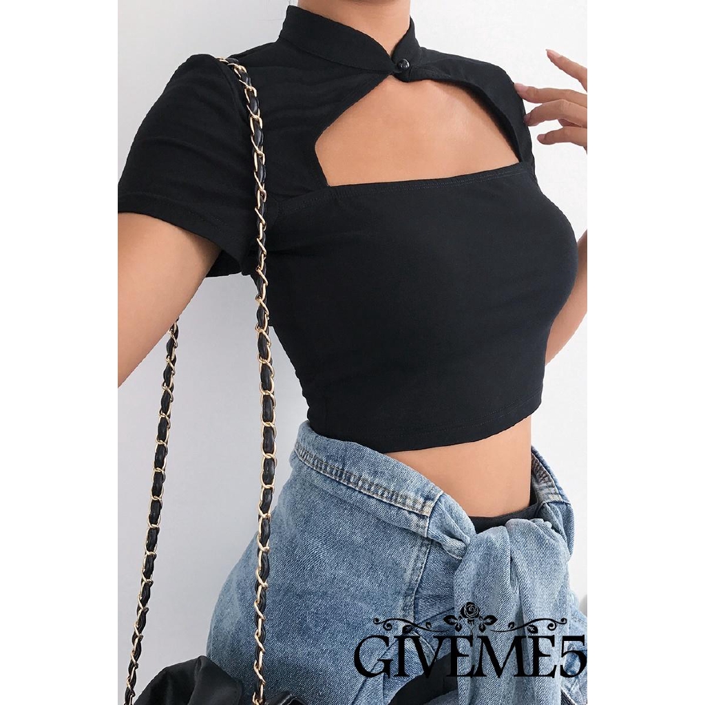 Áo thun hở rốn phong cách mùa hè quyến rũ cho nữ