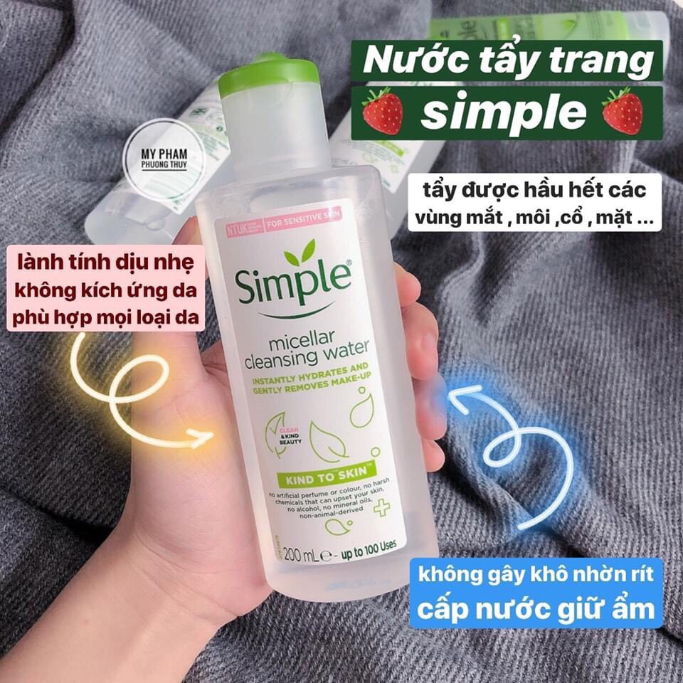 [Bản Anh - Mẫu Mới] Nước hoa hồng Simple, Toner Simple Kind To Skin Soothing Facial 200ml