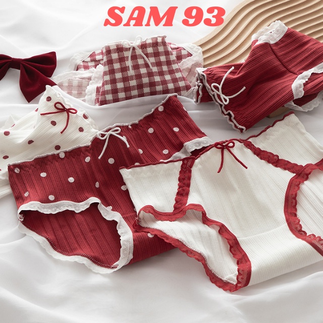 Quần Lót Cotton Gân Tăm Họa Tiết Dễ Thương Cao Cấp, Mềm Mịn 💖FREESHIP💖 Quần Chíp Nữ Thông Hơi Kháng Khuẩn – SAM93 Q19