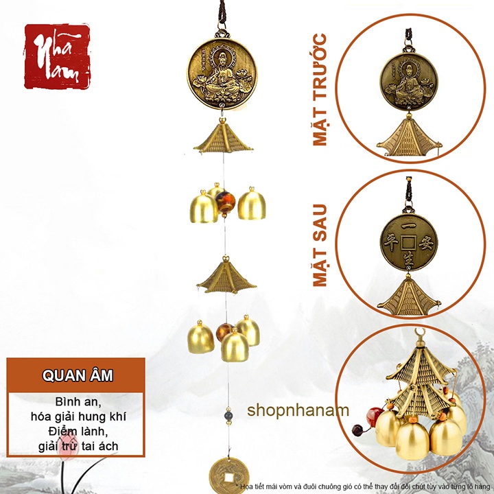 Chuông gió phong thủy 2 tầng - 6 quả, chuông phong thủy trang trí nhà cửa