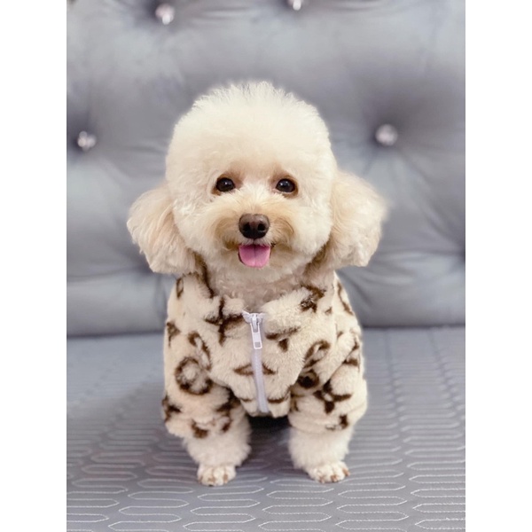 Áo khoác lông kéo khoá cho chó mèo