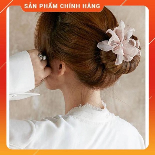 Dụng Cụ Búi Tóc Có Hoa Vải--Thanh Búi Tóc Mẫu Mới Sang Chảng