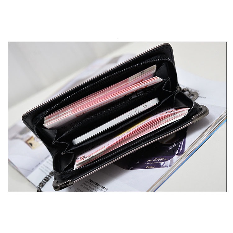 Ví Da PU Dài Chuwanglin Hình Đầu Lâu Cho Nữ