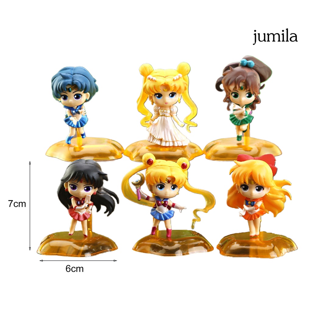 Set 6 Mô Hình Thủy Thủ Mặt Trăng Trang Trí Bánh Kem