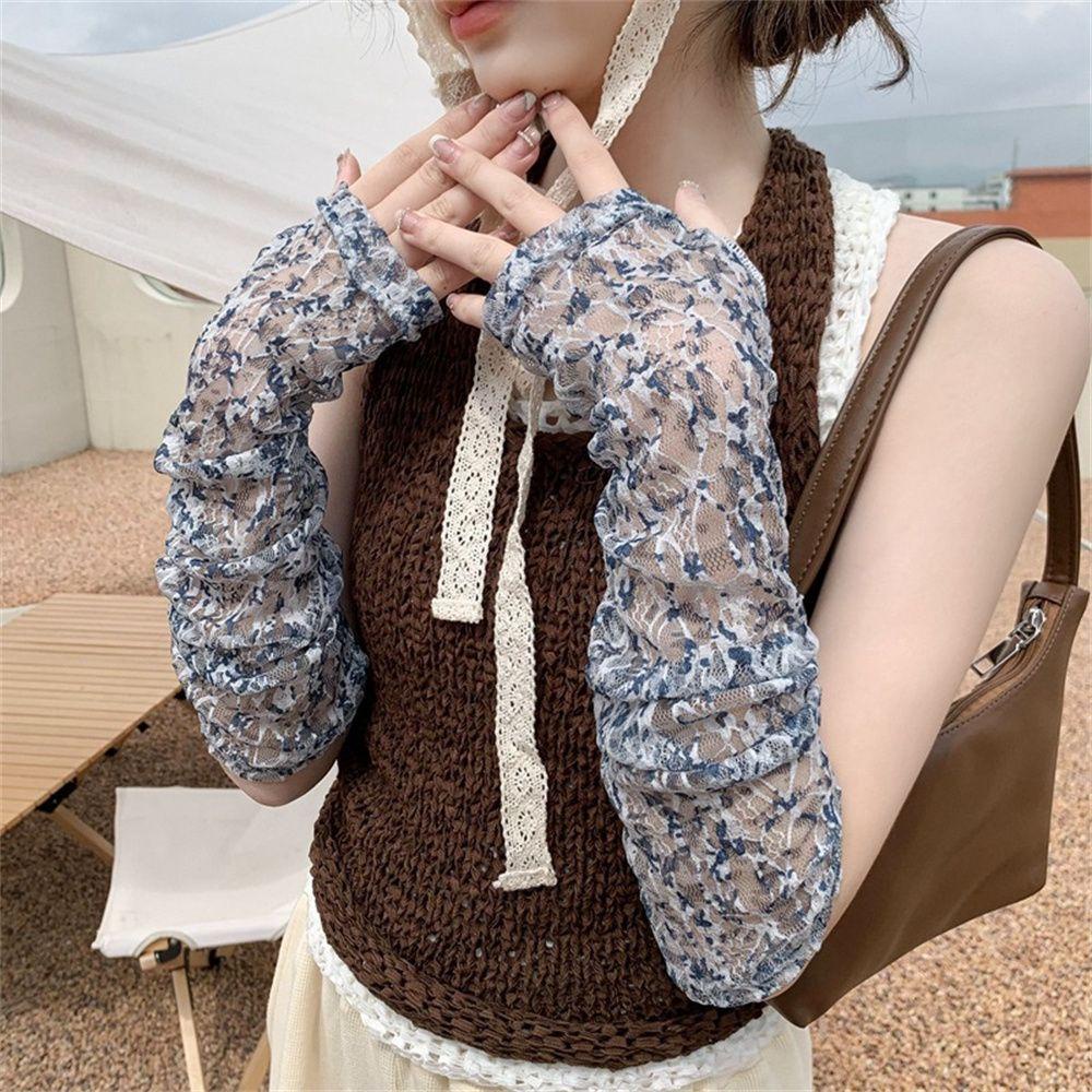 MUVAKO Găng Tay Chống Nắng Và Tia UV Bằng Lụa Lạnh Dáng Rộng Dành Cho Bạn Nữ Lái Xe Thể Thao Ngoài