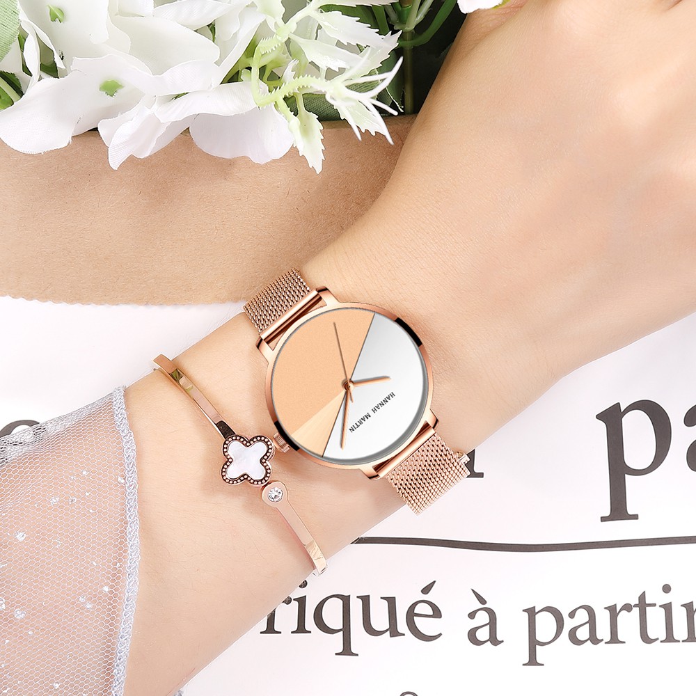 Đồng hồ nữ Hannah Martin Chính Hãng - Model HM-133WF - dây thép không gỉ - bảo hà