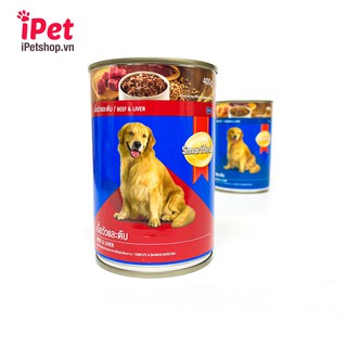Thức Ăn Cho Chó - Pate Lon SmartHeart Vị Bò & Gan Cho Chó Lớn 400g - iPet Shop