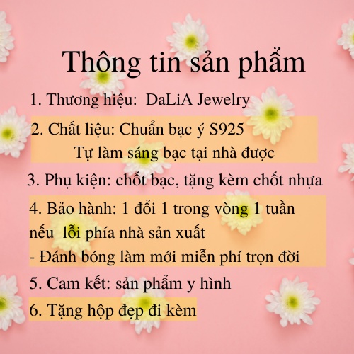 Bông tai bạc đính đá DaLiA Jewelry cho bé và người lớn khuyên tai sáng lấp lánh thu hút mọi ánh nhìn hoa tai quốc dân