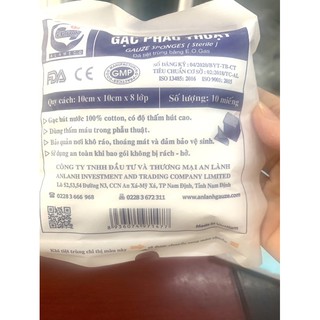 Bịch 10gói Gạc Phẫu Thuật 10x10x8lớp