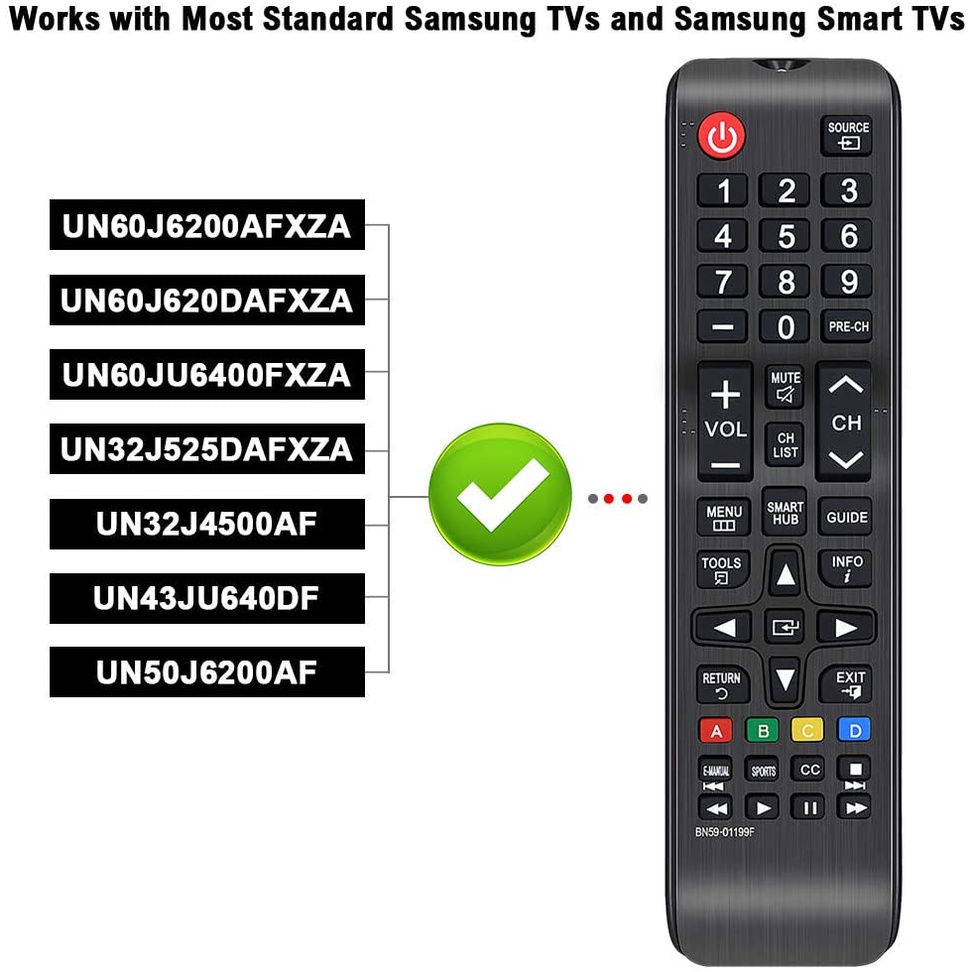 Điều Khiển Từ Xa Thay Thế BN59-01199F Cho TV Samsung UN58J5190BF UN32J5205 UN32J525DAF UN48J5201AF UN48J5200AF UN43JU640DF UN65JU6700 Un8Ju6700F Un65Ju630Df Un60D
