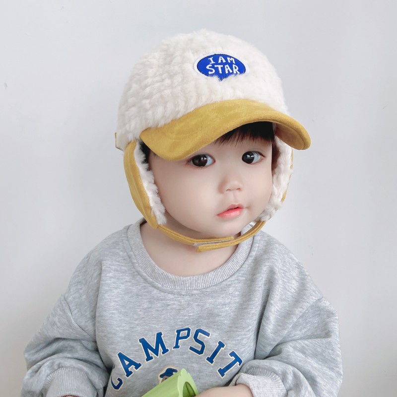 Mũ Lưỡi Trai Phối Lông Màu Sắc Tương Phản Thời Trang Thu Đông Cho Bé