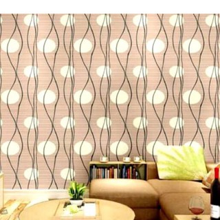 DECAL 1M PVC giấy dán tường khổ 45cm (có sẵn keo dán) – HÌNH TRÒN VÀNG XOẮN ĐEN DT152