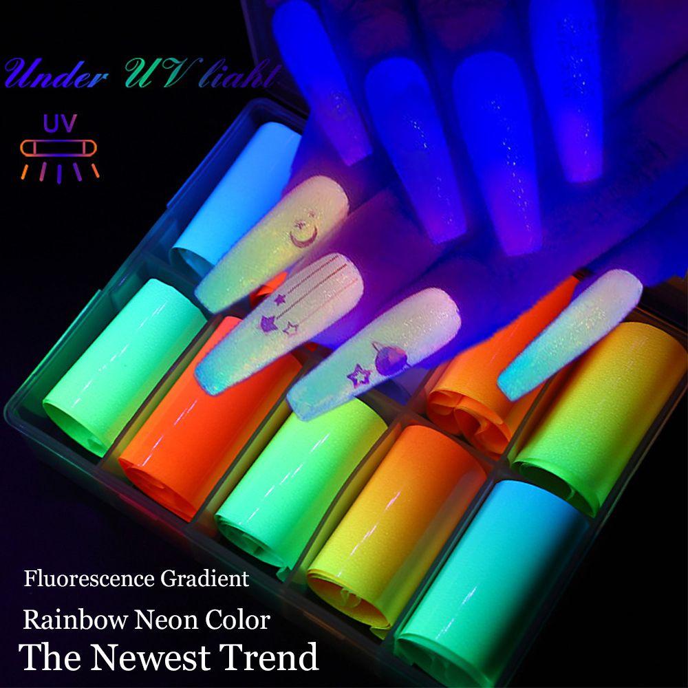Set Sticker Màu Sắc Cầu Vồng Neon Dán Móng Nghệ Thuật