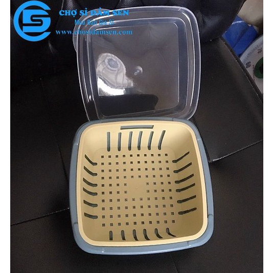 Bộ thau rổ đựng thực phẩm 2 trong 1 tiện lợi, hộp thau rổ đựng trái cây có nắp đậy G278-BoThauRo