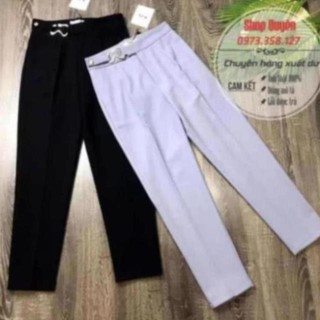 Quần baggy công sở cạp cao,đai lệch phong cách hàn,vải vitex cao cấp,vải đẹp,không nhăn