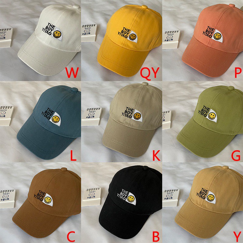 Mũ lưỡi trai thêu hình mặt cười thời trang cho bé