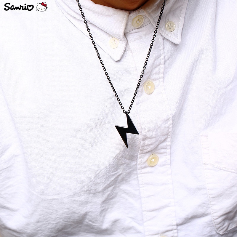 Vòng cổ Bằng Thép Không Gỉ Mặt Tia Chớp Cổ Điển Phong Cách Hip Hop Cho Nam