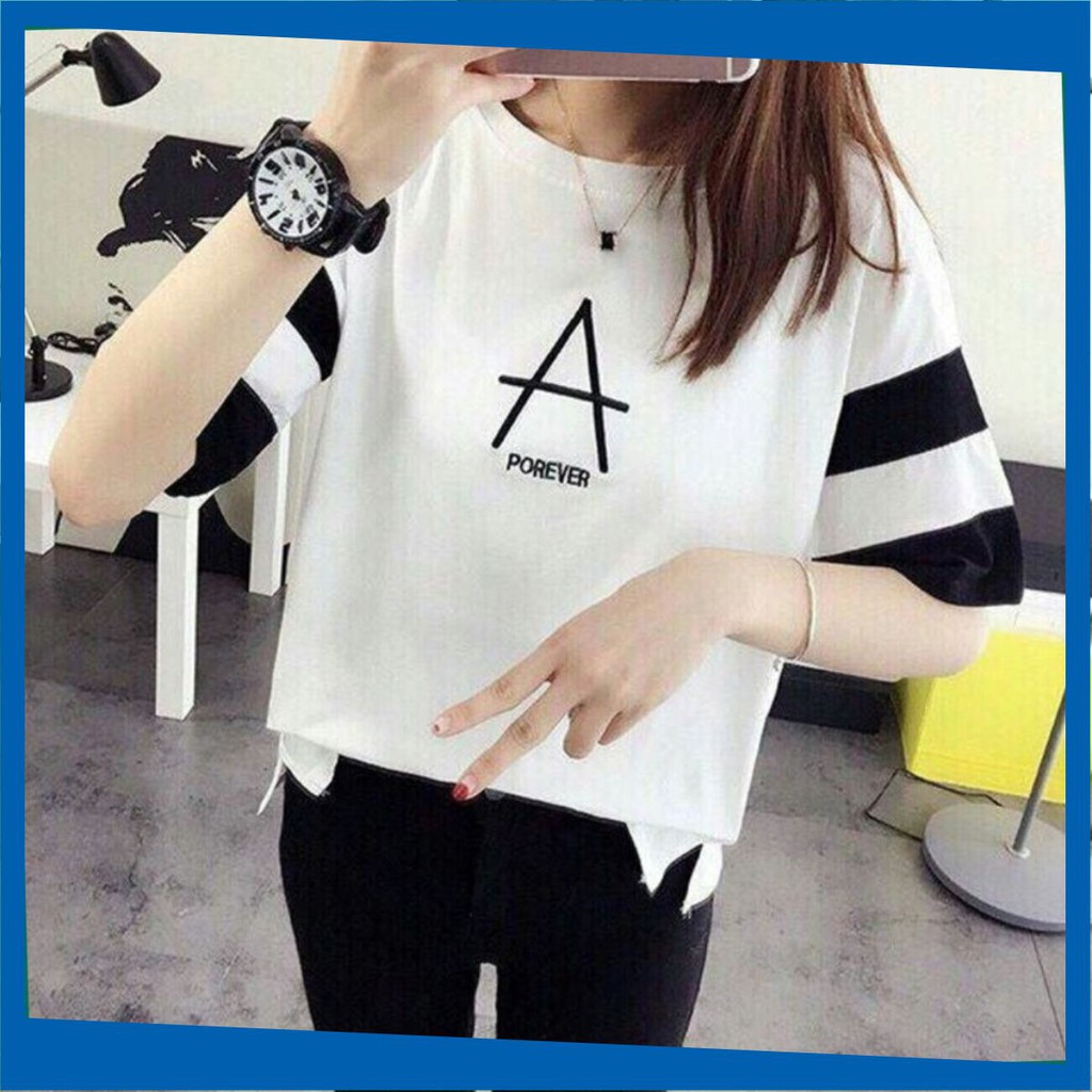 Áo Thun Nữ Hàn Quốc FREESHIP Áo phông nữ tay ngắn chất đẹp, thun cotton, mịn, mát, sành điệu in chữ A MS M21