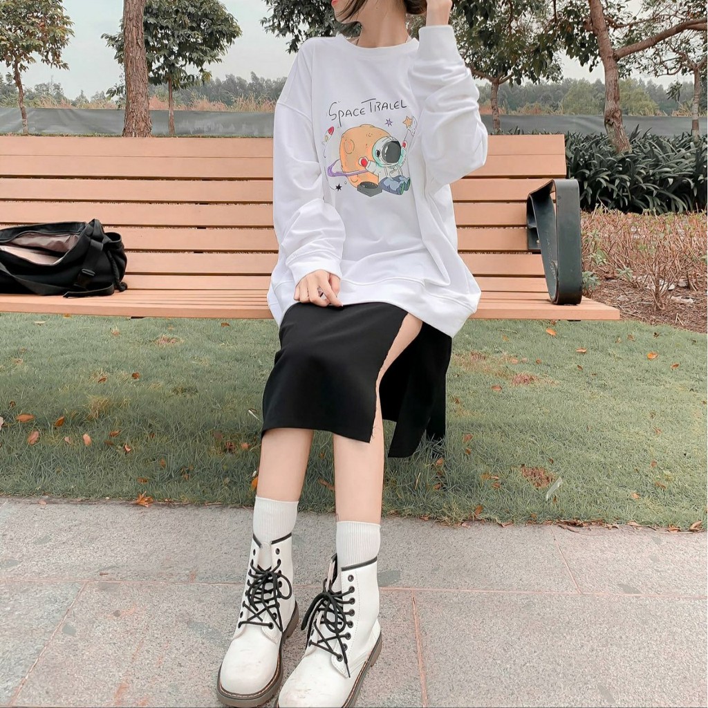 [Mã FATHANG5 giảm 10K đơn 50K] Áo Sweater Nỉ SPACE TRAVEL Form Rộng Ulzzang (Ảnh Thật)