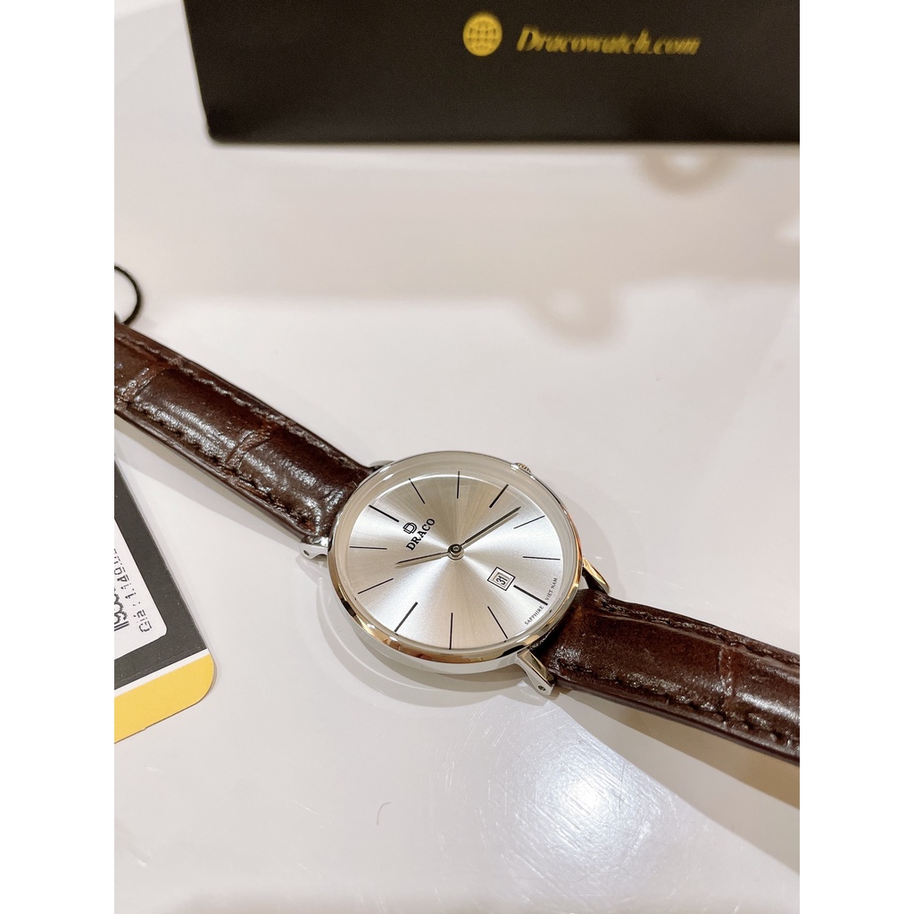 Đồng hồ nữ Draco D22-STN02 &quot;Classic Girl&quot; trắng kết hợp chất liệu dây lưới màu bạc phụ kiện thời trang nữ nhẹ nhàng