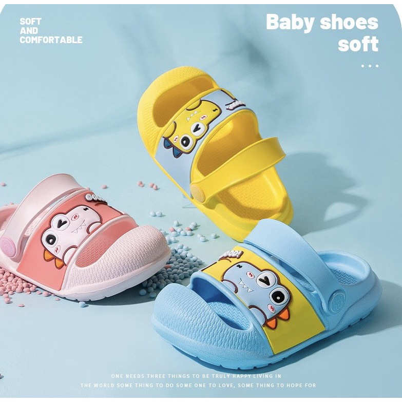 Dép sục cho bé, dép cross cho trẻ từ 1 đến 5 tuổi nhựa EVA đế mềm chống trơn trượt hình khủng long Bunakids D2