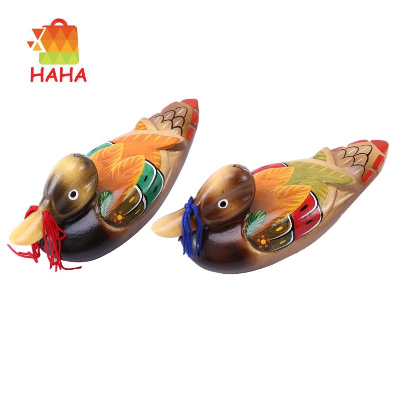 Set 2 mô hình vịt con bằng gỗ dễ thương phong cách Trung Hoa trang trí nội thất
