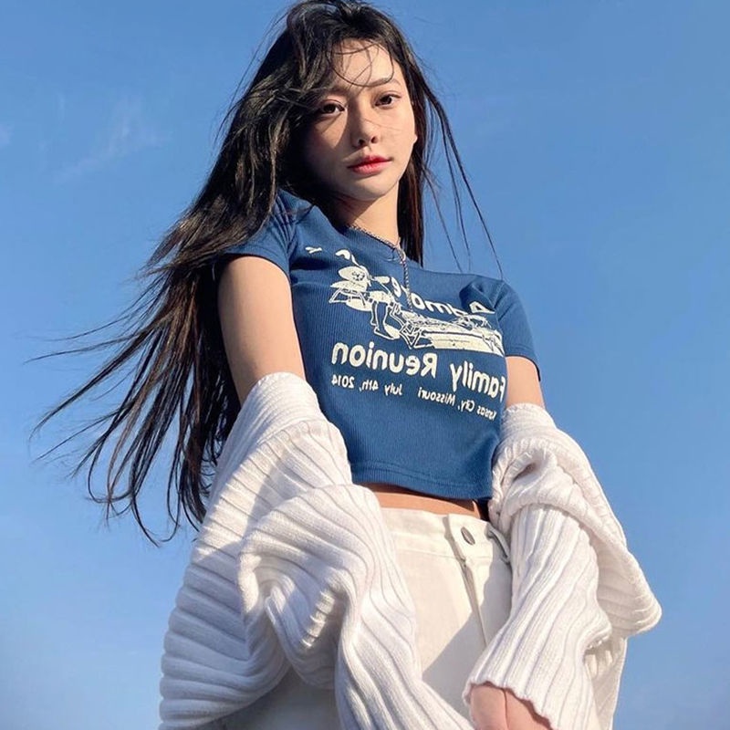 Áo Thun Ngắn Tay Phong Cách Retro Thời Trang Mùa Hè Cho Nữ