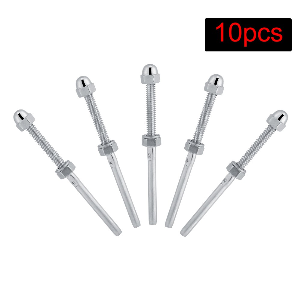 Set 10 Đầu Kéo Căng Dây Cáp Bằng Thép Không Gỉ 316 1 / 8 &quot;