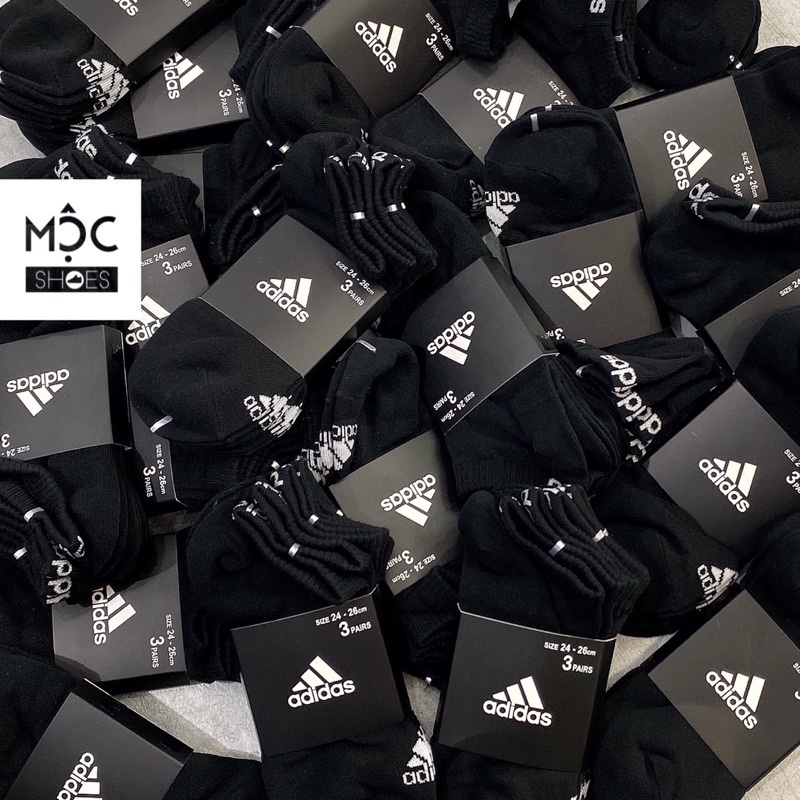 Vớ Adidas cổ ngắn màu Đen Trắng