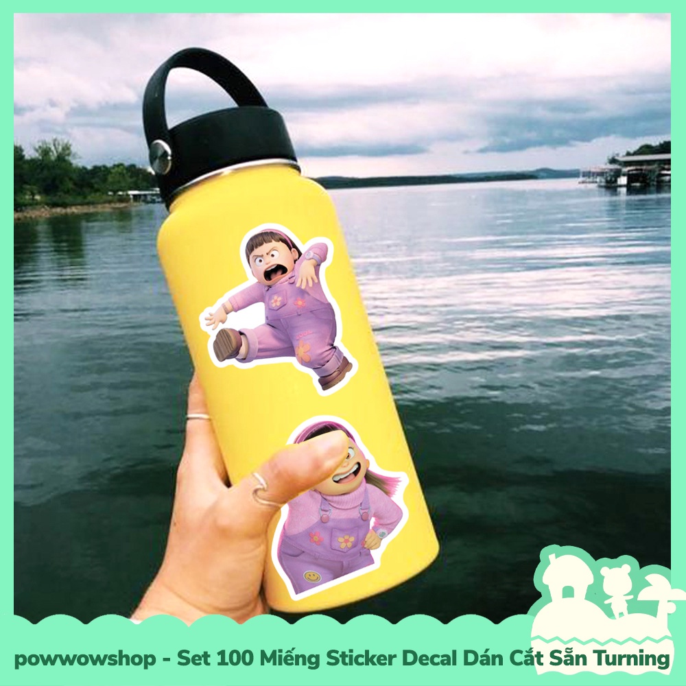 [Sẵn VN - Hỏa Tốc] Set 100 Miếng Sticker Decal Cắt Sẵn DIY Dán Trang Trí Vật Dụng Mẫu Red Bear Fox Turning Red Big Large