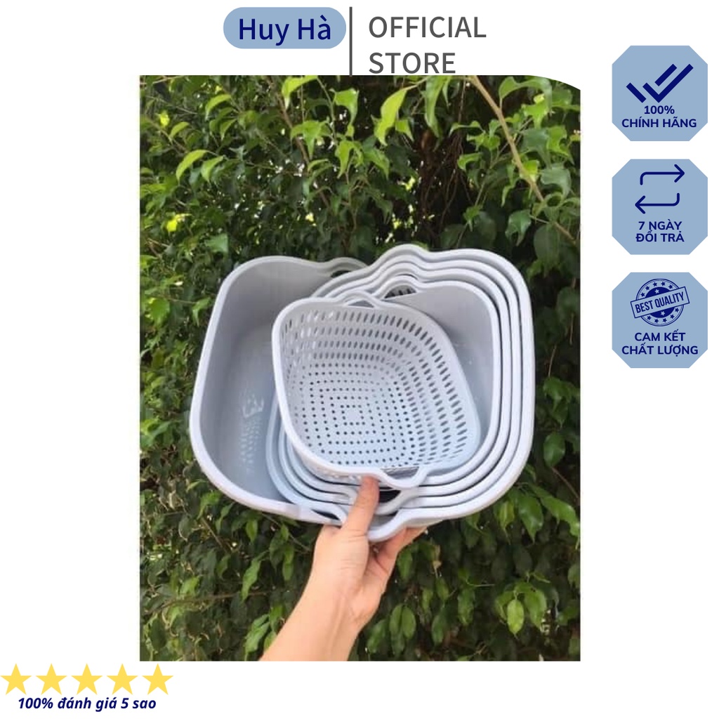 Bộ rổ vuông 6 món kèm chậu vuông tiện dụng.Bộ rổ 6 món gồm 3 chậu và 3 rổ. Rổ đựng rau, hoa quả.