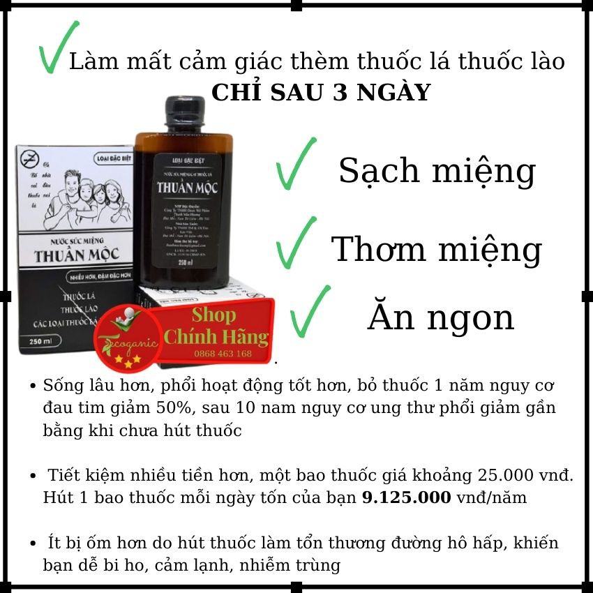 NƯỚC SÚC MIỆNG CAI THUỐC LÁ-THUỐC LÀO THUẦN.MỘC