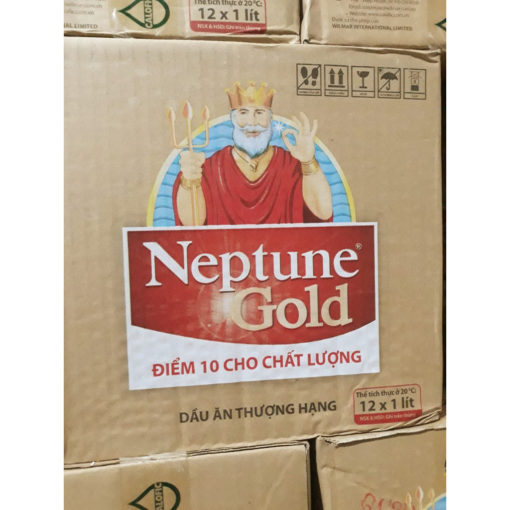 Thùng 12 Chai 1 Lít Dầu Ăn Neptune Gold