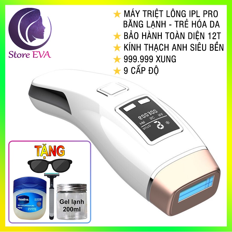 Máy Triệt Lông 9 Cấp ⭐NEW⭐ Triệt Lông Vĩnh Viễn, Đơn Giản, Băng Lạnh, Trẻ Hóa Da, Trị Mụn 6 Trong 1 BH [12 Tháng]