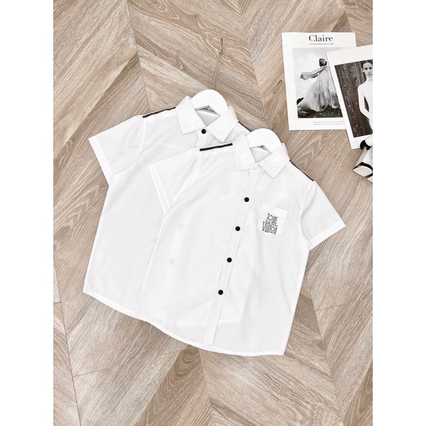 (jean baby) Áo sơ mi trắng cộc tay cho bé trai (22-32kg)