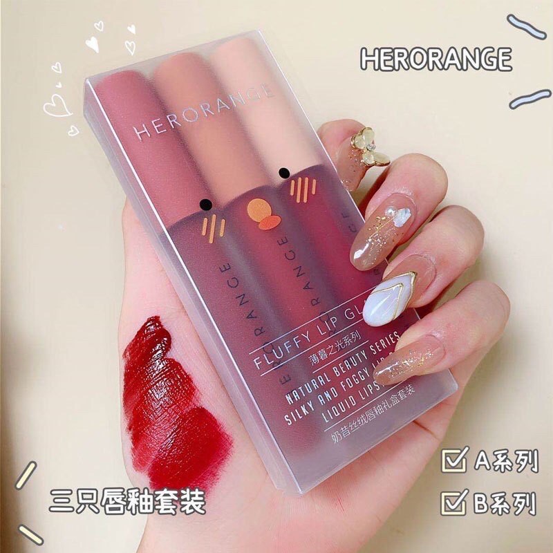 Set 3 Cây Son Kem Lì Herorange Fluffy Lip Glaze Nội Địa Trung | BigBuy360 - bigbuy360.vn
