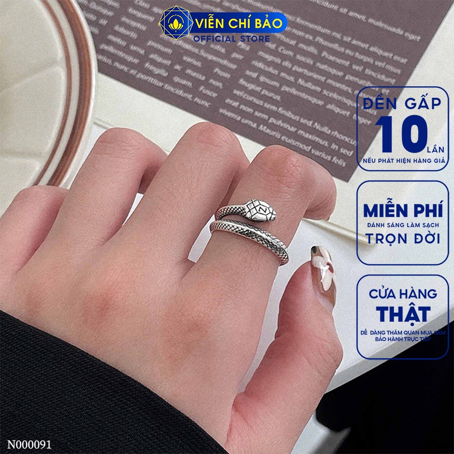 Nhẫn bạc nữ mãng xà chất liệu bạc 925 thời trang phụ kiện trang sức Viễn Chí Bảo N000091