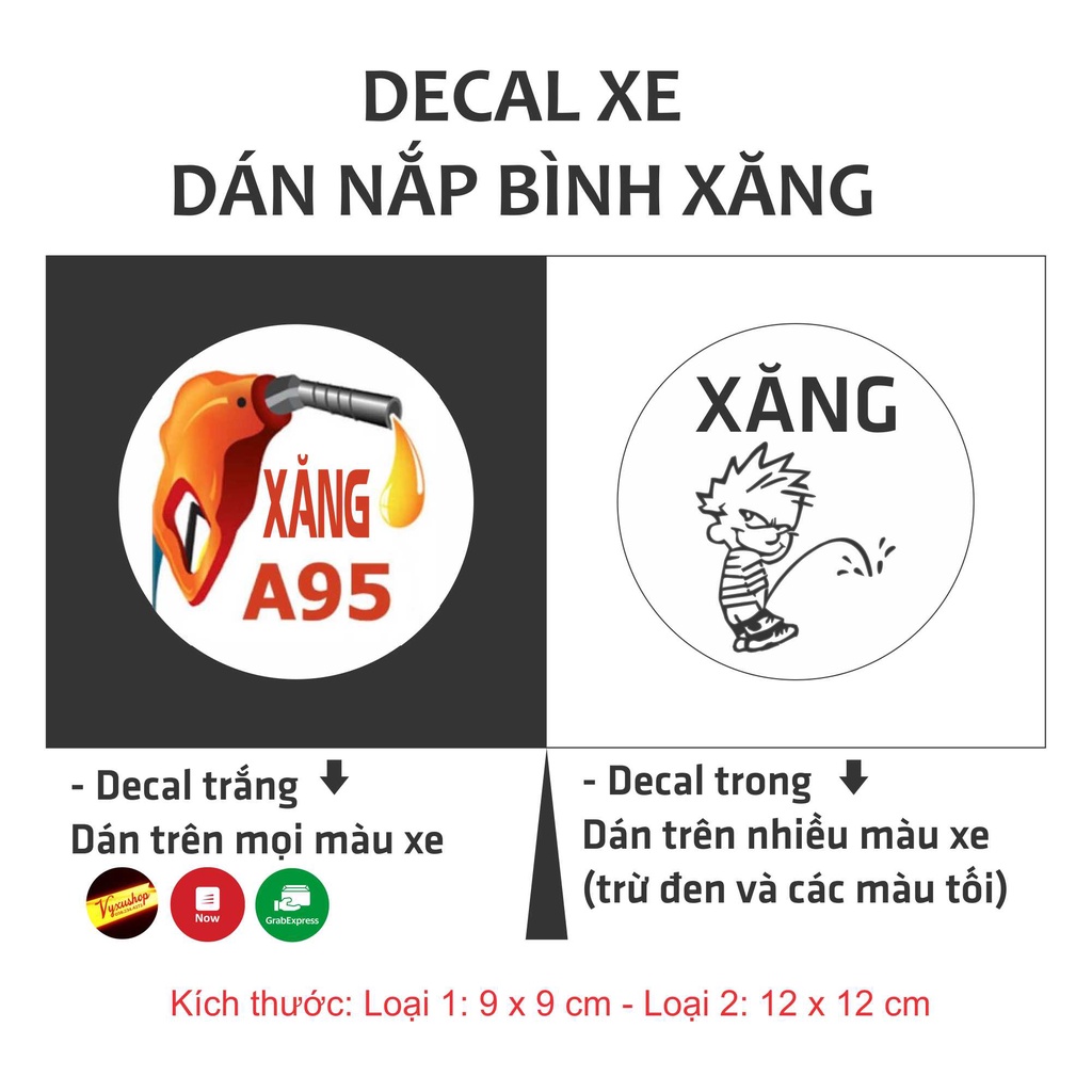 Decal dán trang trí nắp bình đổ xăng sticker decan tạo phong cách vui nhộn cho xe hơi,ô tô